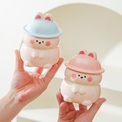 Hand Painted Cute Three-dimensional Rabbit Mug Creative Birthday Souvenir Ceramic Cup Student Cartoon Covered Water Cup