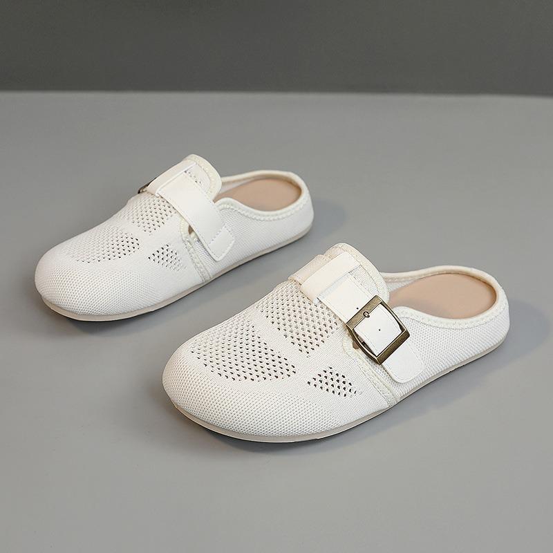 New Canvas Half Slippers Women Shoes 2025 Summer Breathable Slides Thick Bottom Heightening Casual Shoes Fashion Slippers Women