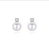 Cercei Bec Strălucitori cu Zirconiu și Perle Stil Francez de Lux Minimalist Eleganți Mici Studs pentru Femei