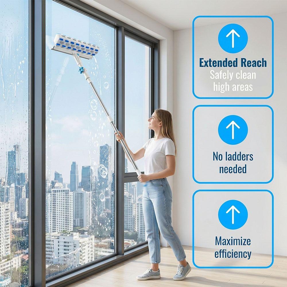 High-Rise Window Cleaning Tool Telescopic Adjustable Glass Wiper Professional Exterior Scrub Brush Household Glass