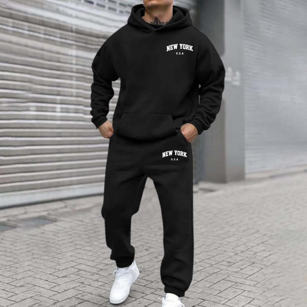 Trendy Men's and Women's Plus Velvet Streetwear Hoodie Set