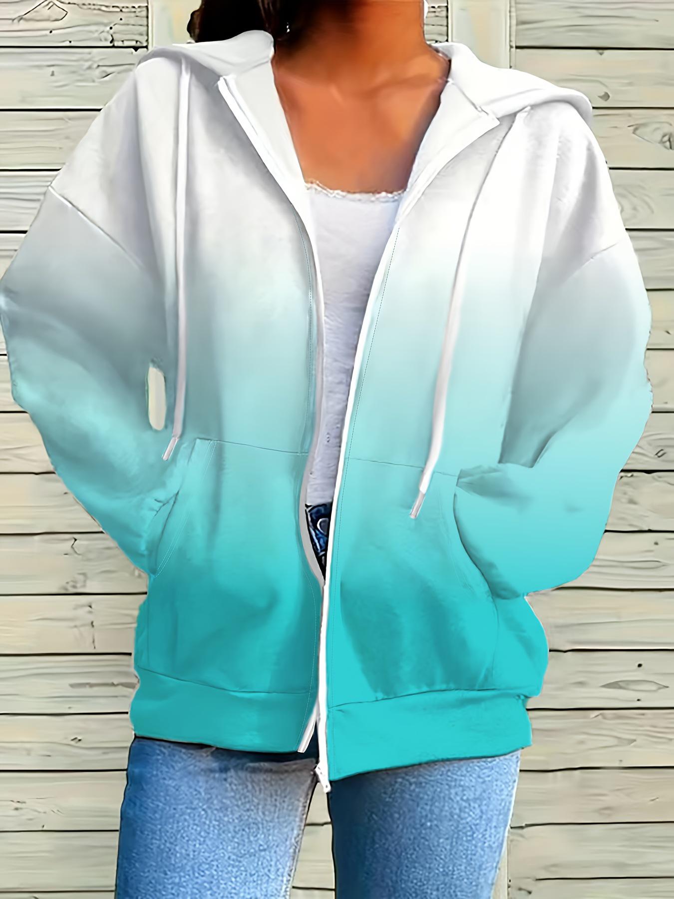 

Women s Plus Size Gradient Hoodie Zipper Jacket - Casual Loose Fit 2026 New Arrival 5XL чирковый