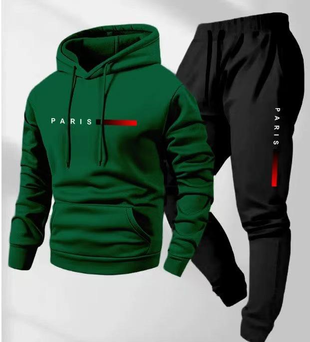 2025 Men's Pullover Hoodie and Jogger Set with Printed Logo