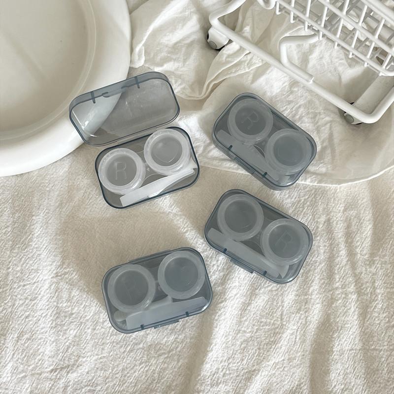 Ins Minimalist Transparent Contact Lens Box Women Travel Colored Contact Lens Case Contact Lenses Case with Tweezers