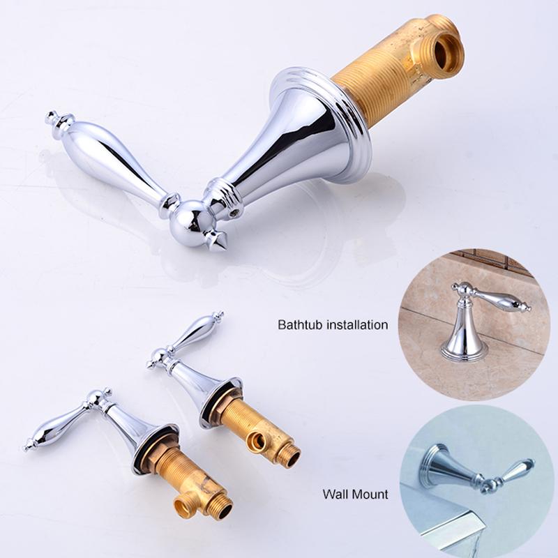 BAKALA Brass Chrome Bathtub Hot and Cold Water Control Valve Faucet Bath Shower Mixer Bathtub 3 Piece Set Switch Valve