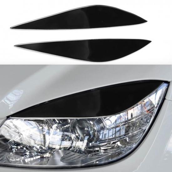 NEW For Mercedes Benz C Class W204 08-11 Black Headlight Eyebrow Eyelid Cover 2X