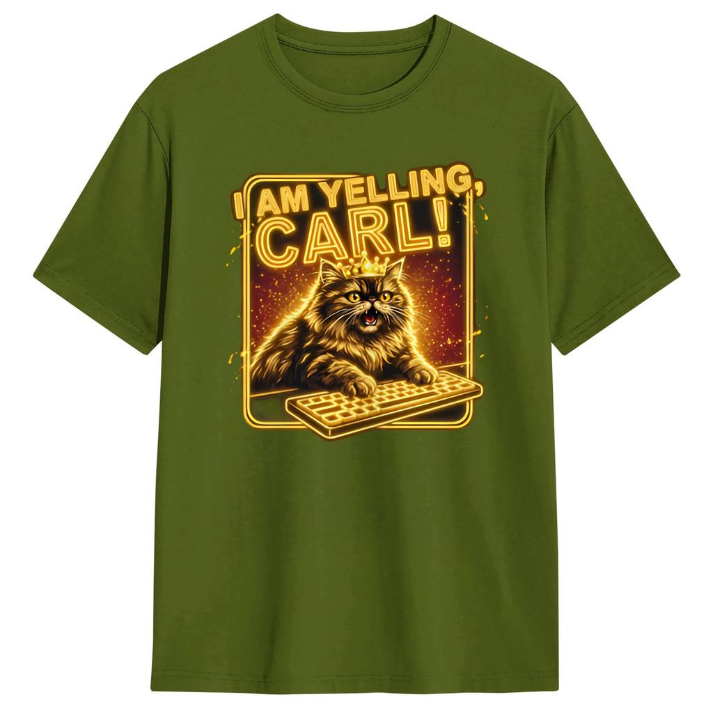 I Am Yelling Carl Donut Cat Meme T Shirt Summer Pure Cotton Tshirts For Unisex Harajuku Casual Tshirt Short Sleeve Awesome Tops