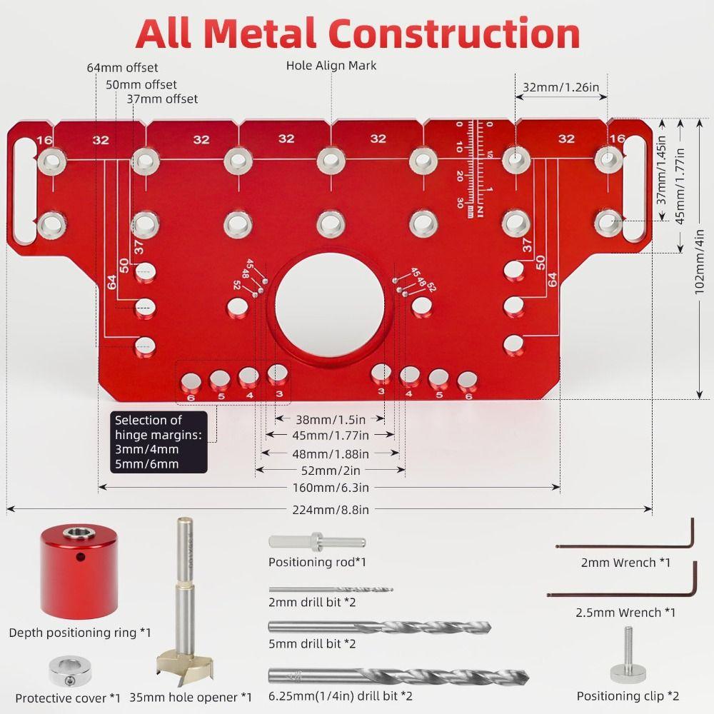 Accurate Positioning Drilling Guide Template Alignment Angles Shelf Pin Jig  Cabinet