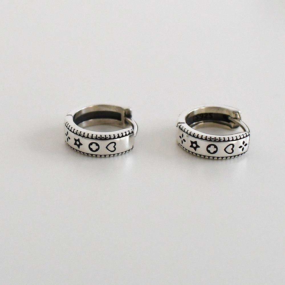 925 Sterling Silver Vintage Earrings For Women Trendy Simple Retro Round Heart Earring Jewelry Prevent Allergy Party Accessories