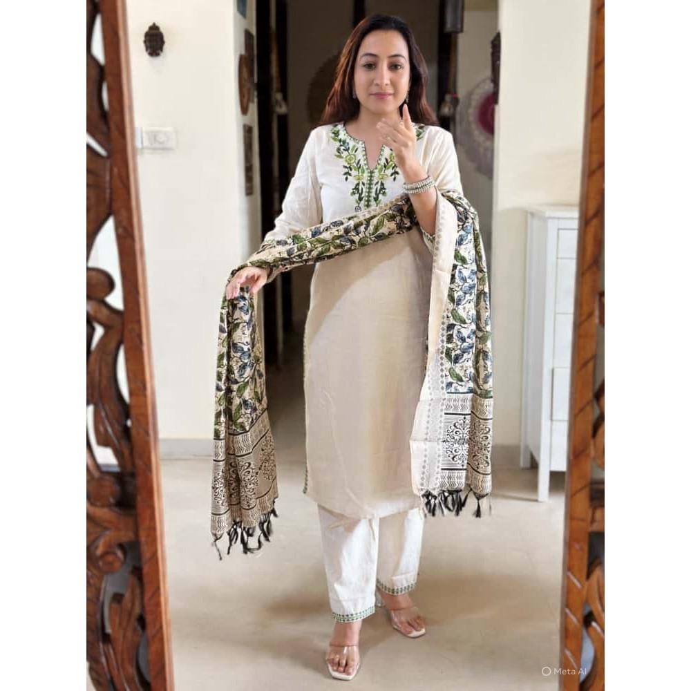 Cotton Flex Kurti Pant Dupatta Set Indian Bollywood Ethnic Salwar Kameez Dress