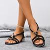 Mode Ethno-Stil Handperlenbesetzte Flache Sandalen Mode Neu Damen Übergröße Rundzehen Zehenelastisch Strand-Flip-Flops Sandalias De Mujer