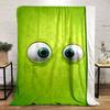 Two Large, Cartoonish Eyes On a Bright Green Background. for All Seasons Blanket Lunch Break Throw Gift