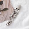 Sweater Clasp Fastener with Silver Tone Floral Center Detail and Double Spring Holders for Cardigan Neckline Shawl Scarf Styling, 1 Piece