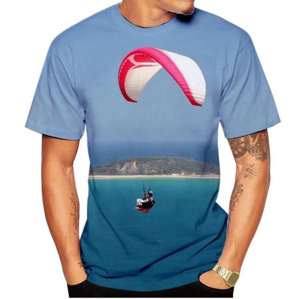 Summer Men's 3D Printed Crew Neck T-Shirt Fashion Versatile Breathable Trend Casual