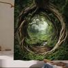 Bezaubernder Waldportal Duschvorhang für ein mystisches und einladendes Badezimmer, mit einem filigranen Design aus verschlungenen Bäumen