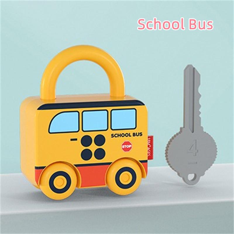 Children Educational Toys Kids Learning Lock with Keys Car Numbers Matching & Counting Montessori Math Teaching Lock-Picking Toy