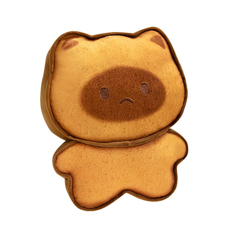 Simulated Toast Cat Plush Toy Throw Pillow Cute Child Hugging Sleeping Bear Cat Biscuit Doll