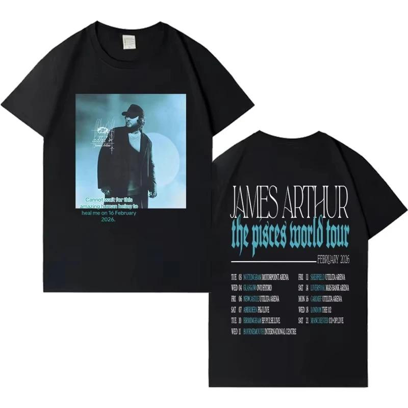 James Arthur  The Pisces  World Tour 2026 Portrait & UK Tour Dates Graphic Double Sided Oversized Streetwear Pop Soul Concert Fan Merch T-Shirt 4XL