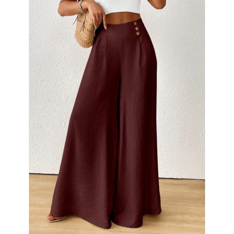 Casual Style Plus-Size High-Waisted Drapey Wide-Leg Pants for Women Summer Cotton-Linen Texture Slimming and Flattering Skirt Pants Commuting