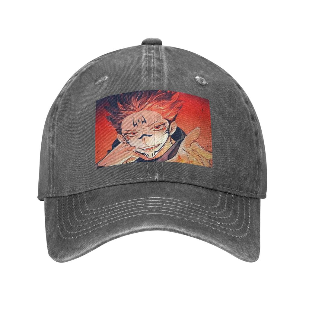 Sukuna RyoUnisex - Jujutsu Kaisen Washed Denim Cap Casual Baseball Caps Adjustable Hat Summer Unisex Baseball Hats