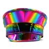 Shimmering Marine Hat Adult PU Leather Flat Top Caps for Bachelorette Party
