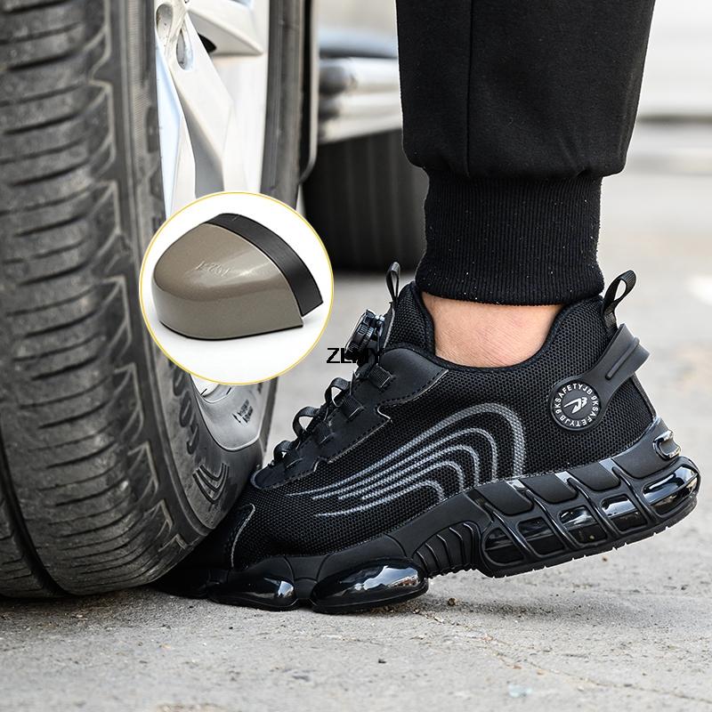 Obrotowe klamry męskie robocze buty robocze ze stalowym noskiem odporne na przebicie buty robocze Air Cushion męskie antypoślizgowe trampki męskie