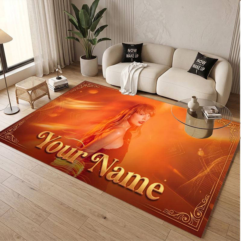 Custom Name Crystal Velvet Rug,Taylor Swift Comfortable Anti Slip Floor Mat For Room Decoration