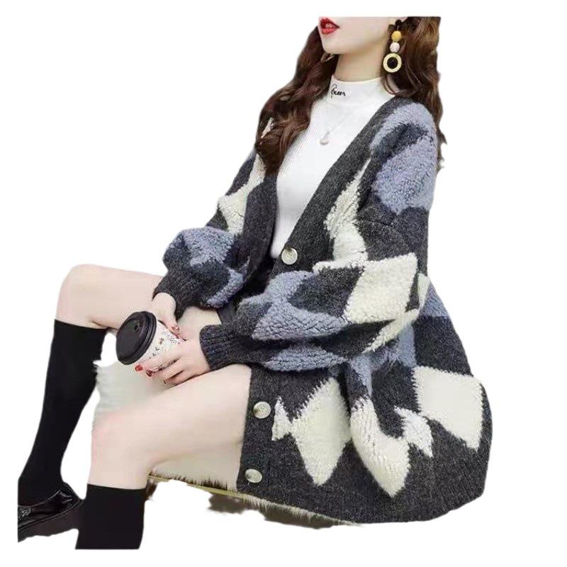 2025 Early Autumn Korean Style Knitted Loose Cardigan Sweater for Women