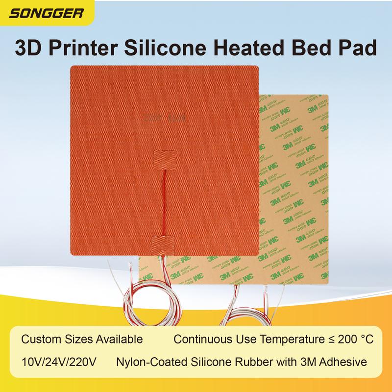 Flexible Silicone Heater Pad 220V for 3D Printer Bed Custom Silicone Heating Sheet with Adjustable Temperature and Uniform Heat