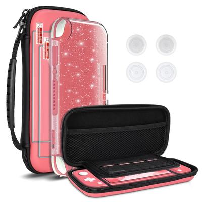 DLseego Nintendo Switch Lite Case Set Storage Bag Sparkly TPU Cover 2 Tempered Glass Screen Protectors 4 Thumb Cute EVA and Nylon Protective Case with
