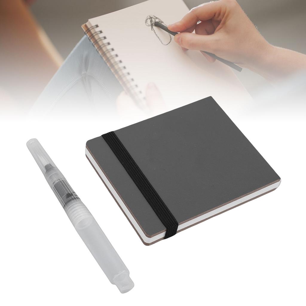 Blank Sketch Book 26 Pages Hardcover for Drawing Writing Travel Small Portable   Journal Diary Notebook 200gsm Thick Paper with Pen Black