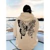 Women's Casual Polyester Hoodie with Butterfly & Floral Print, Fashionable Long Sleeves