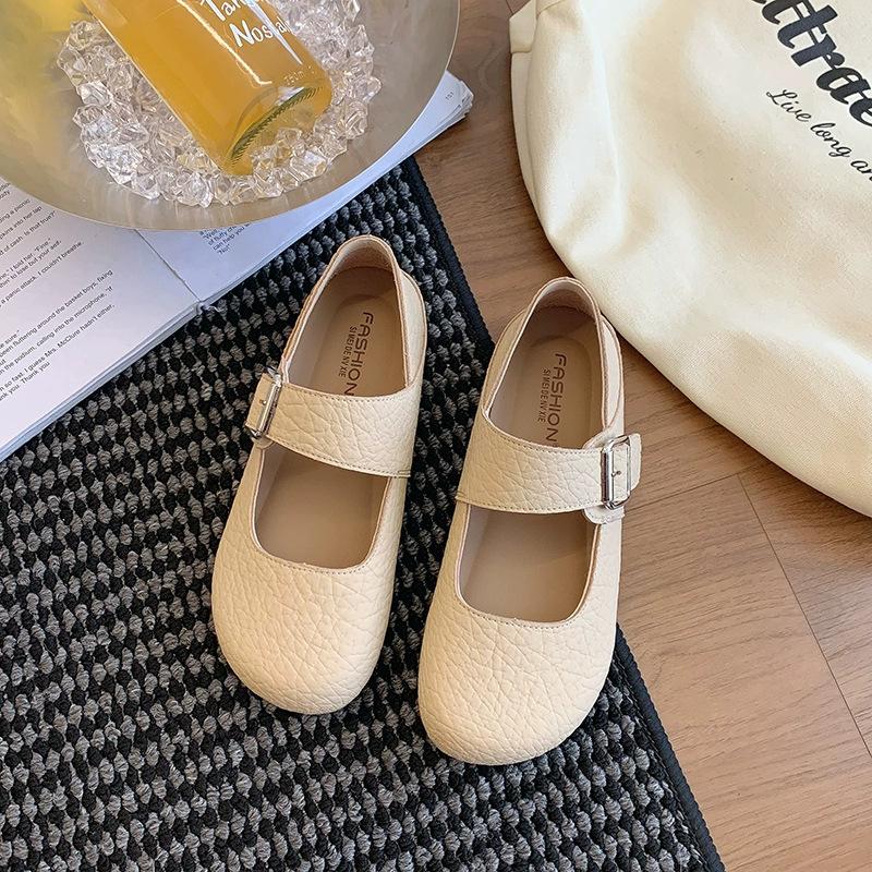

Flat-bottomed small leather shoes women s spring and summer 2025 new two wear comfortable and fashionable one-word belt Mary Jane single shoes 40 абрикосовый
