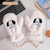 Japanese and Korean Cartoon Gloves, Autumn and Winter Fleece-Lined, Cute Chacha Bear Full-Finger Neck-Hanging Thickened Windproof Warm Casual Plush