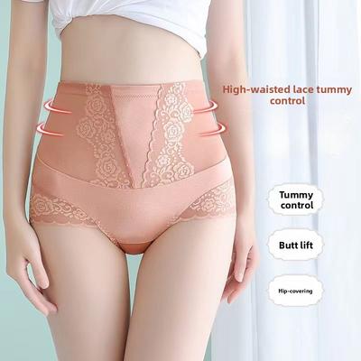 Women Lace Embroidery Flowers Panties Sexy High Waist Butt Lifter Briefs Health Tummy Slim Seamless Underwear Plus Size Knickers