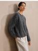 Women's Gray Sequin Stripe Round Neck Loose Knit Sweater - Autumn/Winter Style