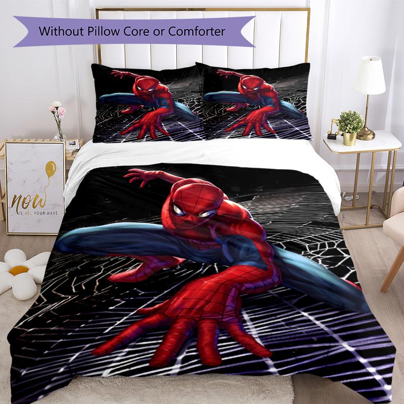 3pcs Spider Man Bedding Set Duvet Cover Closure Includes 1 Duvet Cover & 2 Pillowcases, Soft and Comfortable for All Seasons.