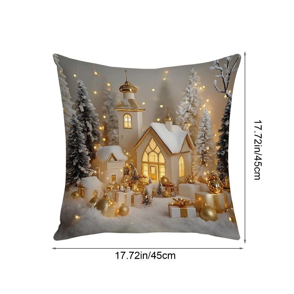 45x45cm Decorative Cushion Cover Linen Throw Pillow Cover Christmas Pillowcase  Holiday Supplies