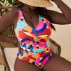 New Digital Printing Large Size One-piece Swimsuit Women's European and American Sexy Lace-up Backless Bikini Swimsuit