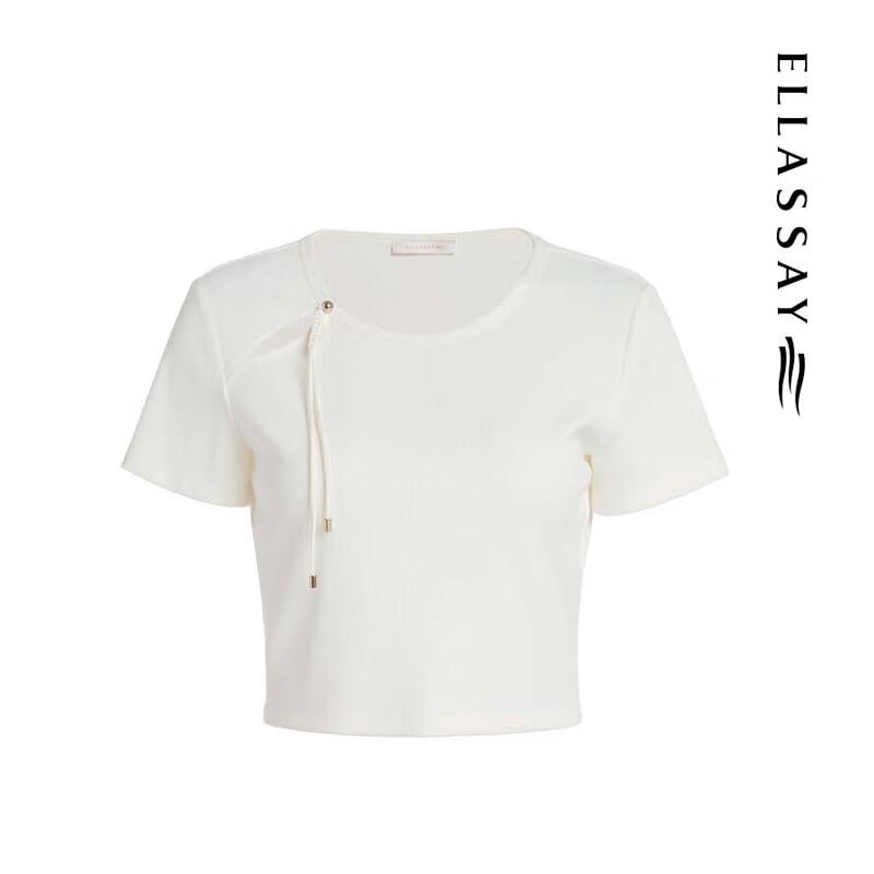 ELLASSAY Women's Elegant Hollow-Out Short T-Shirt