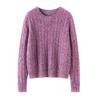 Women's Thickened Cashmere Sweater: Round Neck, Long Sleeve, Loose Fit, Knit Base Layer for Autumn and Winter.