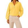 Damen Halbreißverschluss Cropped Langarm Sweatshirt mit Umlegekragen
