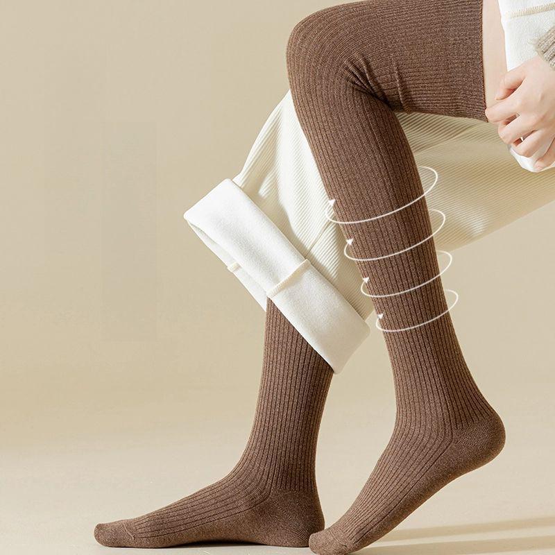 Calze Calde da Donna Antiscivolo Sopra il Ginocchio, Alte fino alla Coscia - a Doppia Maglia, Stile Tubolare Lungo per Inverno/Autunno