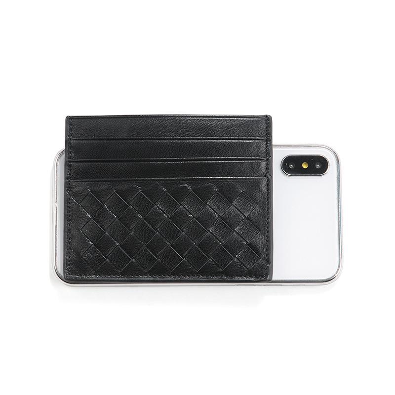 Aus Schaffell gewebter, ultradünner Kartenhalter aus echtem Leder mit mehreren Steckplätzen für den tragbaren Ausweishalter für Herren im Business-Stil, Mini-Kartentasche