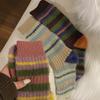 Couple's Thick-lined Mid-calf Socks, Color-blocked Trendy Imitation Mink Wool, Warm and Fluffy Long Socks for Autumn and Winter