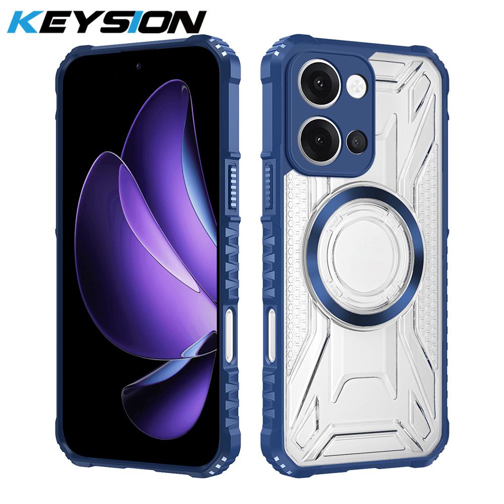 

KEYSION Transparent Magnetic Case for Redmi 15C 171mm 173mm Soft Silicone+PC Heavy Duty Shockproof Phone Cover for Xiaomi POCO C85 for POCO C85 синий