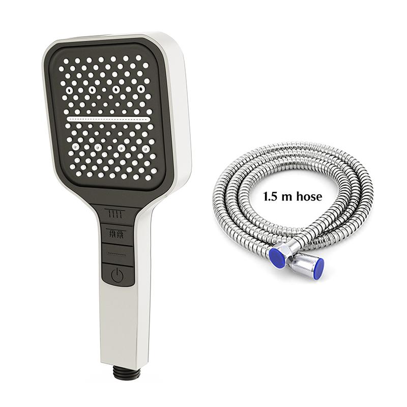 2025 New Black Water Saving Shower Head High Pressure Rainfall 7 Modes Adjustable One Key Stop Button for Bathroom Accessory