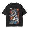 Anime Gundam RX V Printed Tshirt Mens and Womens Washed Tshirt High Quality Vintage Cotton Tshirt Harajuku Tops