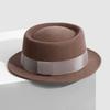 Meier Huaqiao, French autumn and winter concave top flat edge woolen top hat, women's small edge British casual hat
