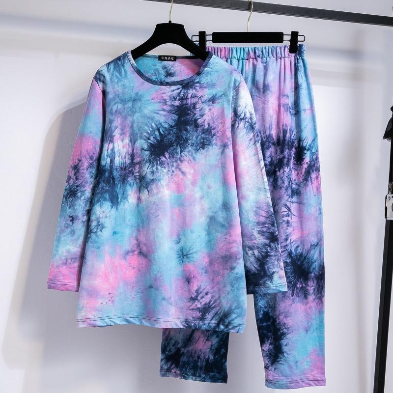 Dámské podzimní pyžamo s dlouhým rukávem, nové silné, dvoudílné, pyžamové kalhoty, plus size